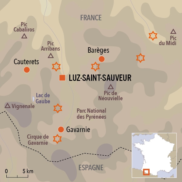 carte du voyage Néouvielle et Gavarnie en raquettes, bien-être à Luz-Saint-Sauveur