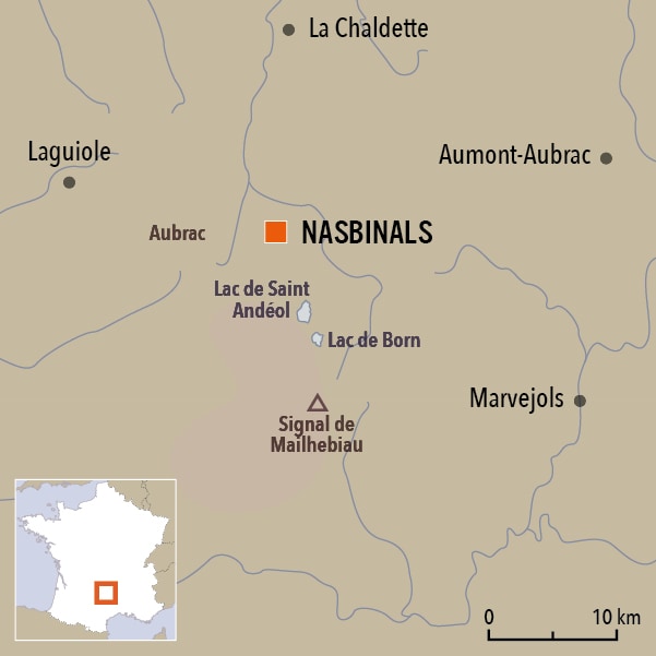 carte du voyage Monts d'Aubrac à raquettes, Nasbinals