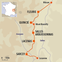 carte du voyage l'Intégrale Beaujolaise