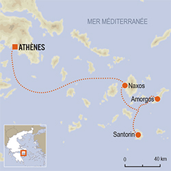 Itinéraire Cyclades orientales, Naxos, Amorgos et Santorin
