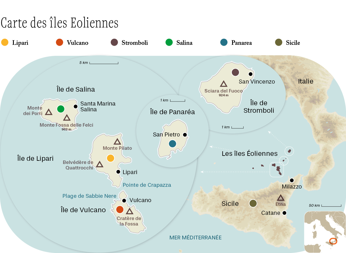 carte des îles eoliennes