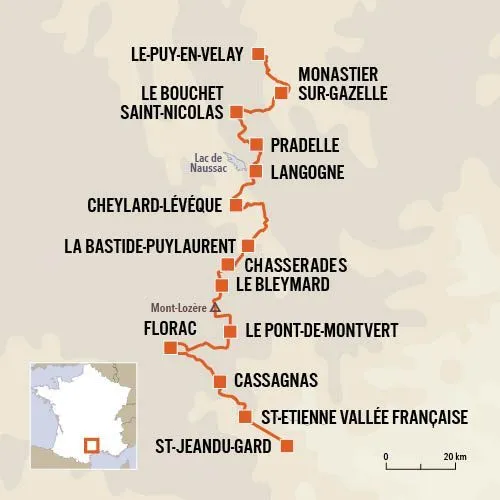 Carte étapes du GR70