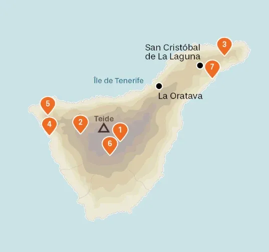 Les incontournables de Tenerife sur une carte