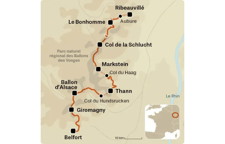 Carte Grande traversée des vosges, De Urmatt à Ribeauvillé
