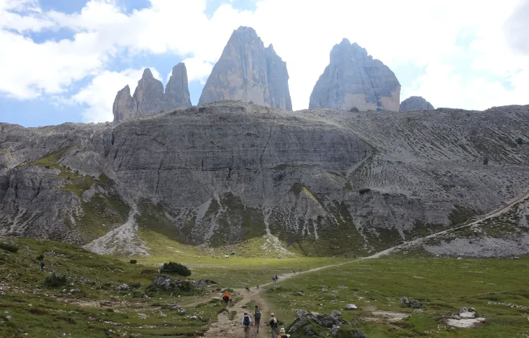 Randonneur, Tre Cime, Dolomites, Italie